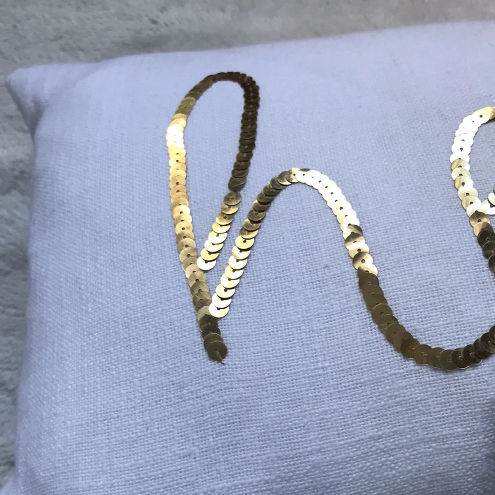 Indaba Trading 100% cotton decorative Throw Pillow Hello in gold sequins